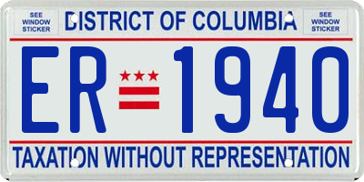 DC license plate ER1940
