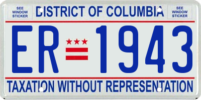 DC license plate ER1943