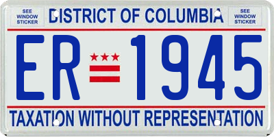 DC license plate ER1945