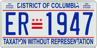 DC license plate ER1947