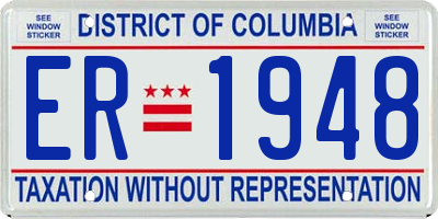 DC license plate ER1948