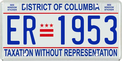 DC license plate ER1953