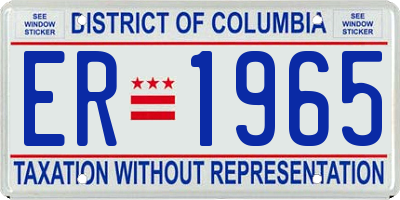 DC license plate ER1965