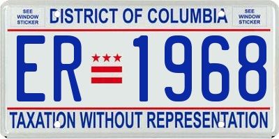 DC license plate ER1968
