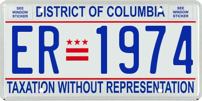 DC license plate ER1974