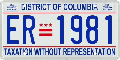 DC license plate ER1981