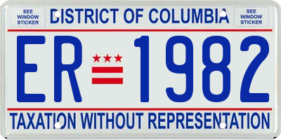 DC license plate ER1982