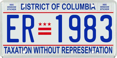 DC license plate ER1983