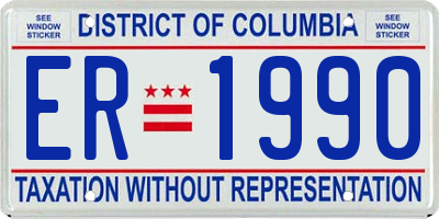 DC license plate ER1990