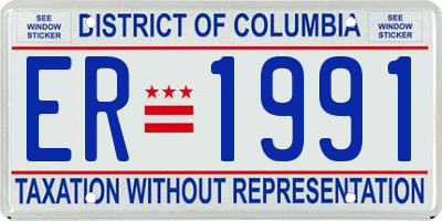 DC license plate ER1991