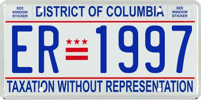 DC license plate ER1997