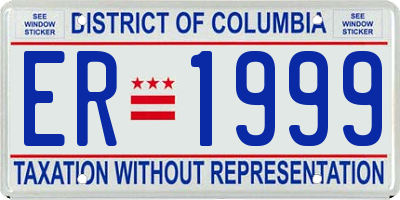 DC license plate ER1999