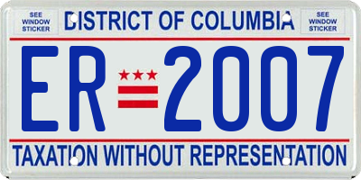 DC license plate ER2007