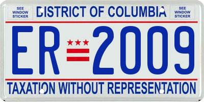 DC license plate ER2009