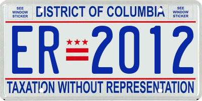 DC license plate ER2012