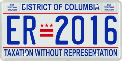 DC license plate ER2016