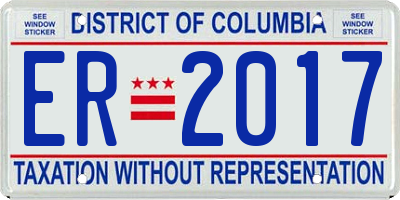 DC license plate ER2017