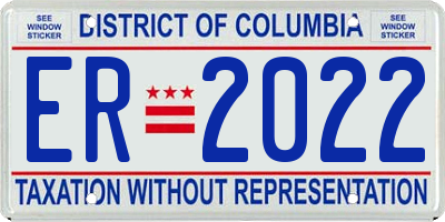 DC license plate ER2022