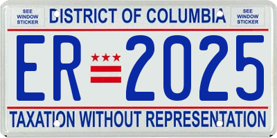 DC license plate ER2025