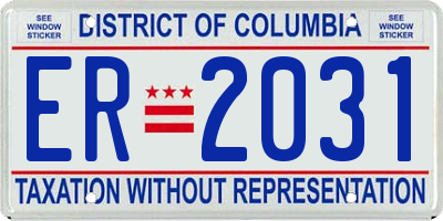 DC license plate ER2031
