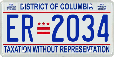 DC license plate ER2034