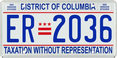 DC license plate ER2036