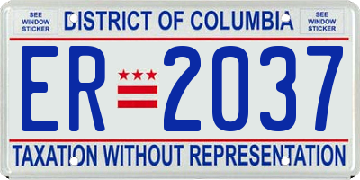 DC license plate ER2037
