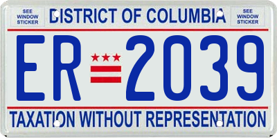 DC license plate ER2039