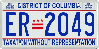 DC license plate ER2049