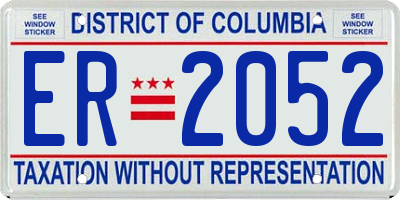 DC license plate ER2052