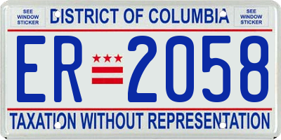 DC license plate ER2058
