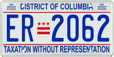 DC license plate ER2062