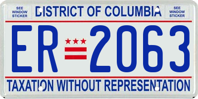 DC license plate ER2063