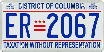DC license plate ER2067