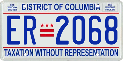 DC license plate ER2068