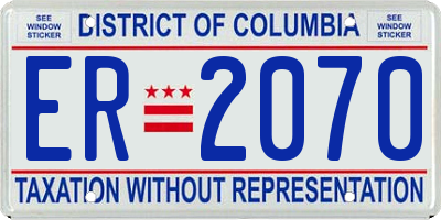 DC license plate ER2070