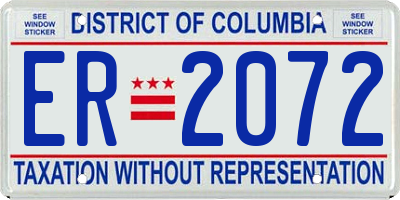 DC license plate ER2072