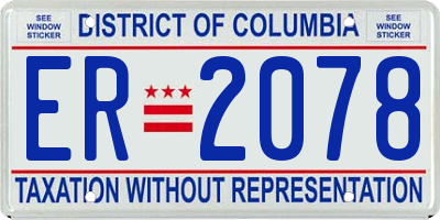 DC license plate ER2078