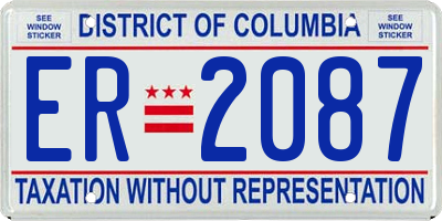 DC license plate ER2087