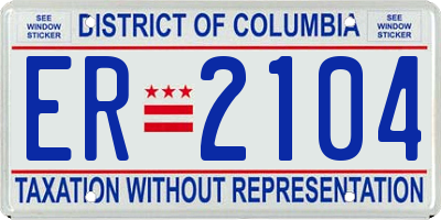 DC license plate ER2104