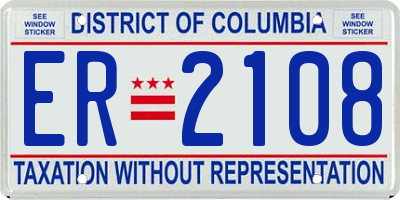 DC license plate ER2108