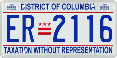 DC license plate ER2116