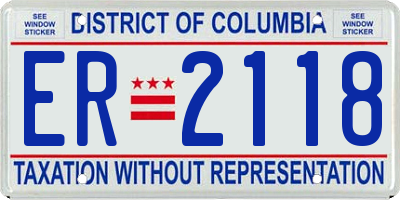 DC license plate ER2118