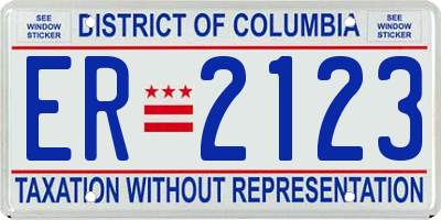 DC license plate ER2123