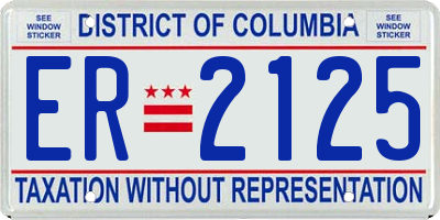 DC license plate ER2125