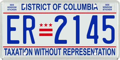 DC license plate ER2145