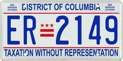 DC license plate ER2149