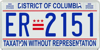 DC license plate ER2151