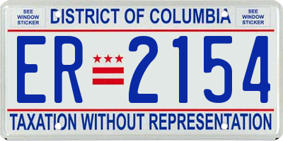 DC license plate ER2154
