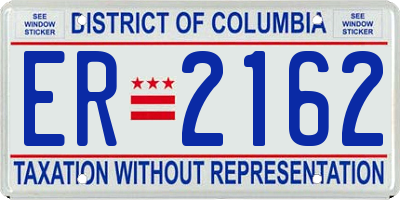 DC license plate ER2162
